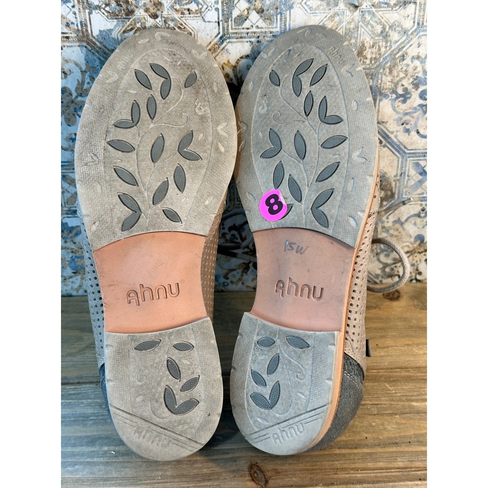 Ahnu Karma Perforated Leather Oxfords BOHO Retro Shoes Womens 7 Grey - Picture 7 of 7